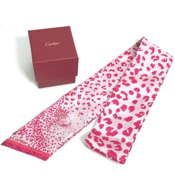 CARTIER Novelty PANTHERE leopard print Bandeau Scarf Unused - Picture 13 of 16